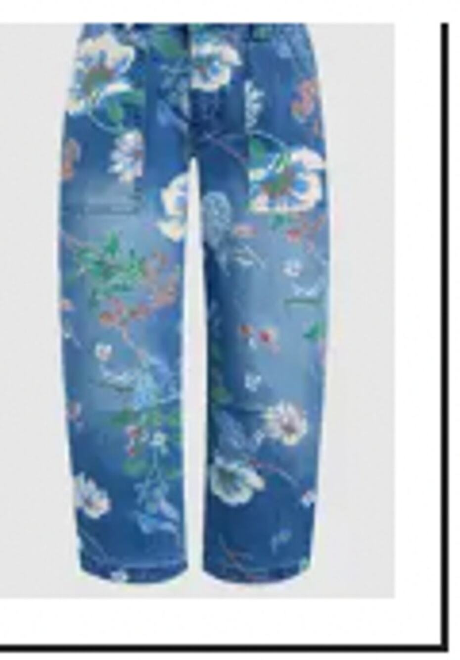 NWT Flemingals  Floral Print Mid Waist Barrel Leg Capri Jeans Sz 4X
